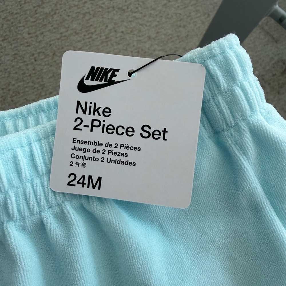 BNWT NIKE UNISEX TOWEL TERRY 2-PIECE SET US SIZE 24 MONTHS GLACIER BLUE - Picture 5 of 12
